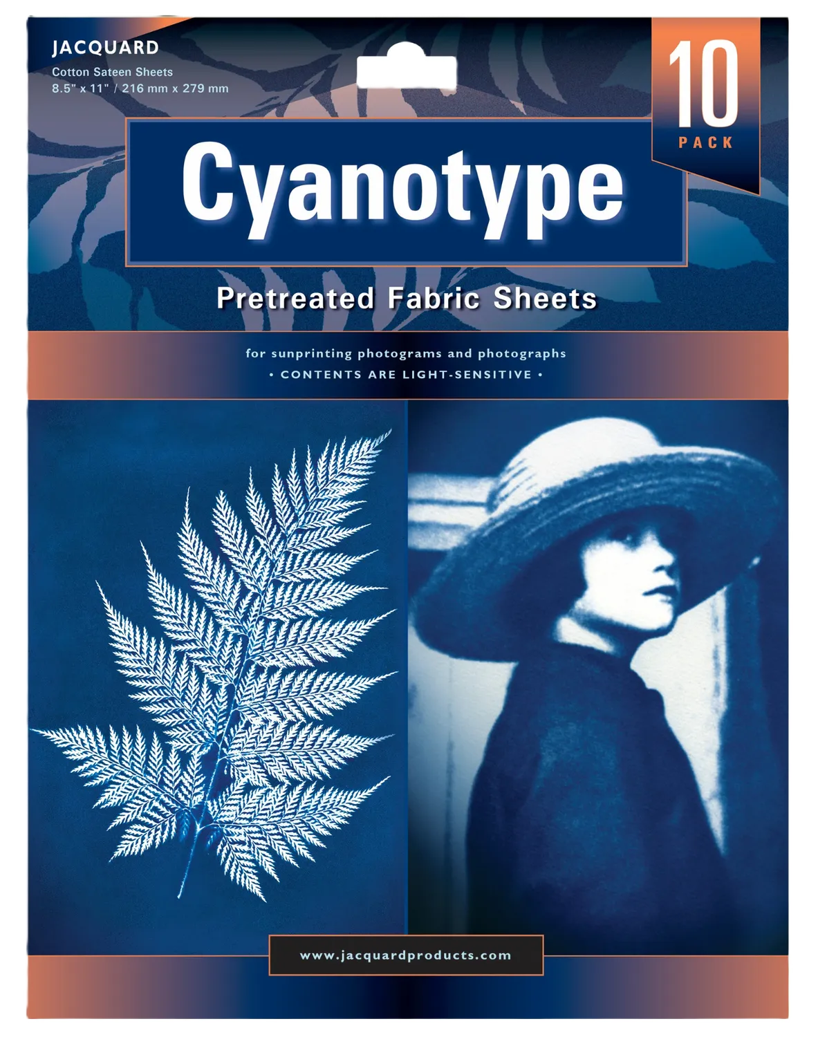 Jacquard Cyanotype Pretreat 8.5" x 11" Fabric Sheet (10 Pack), Blue