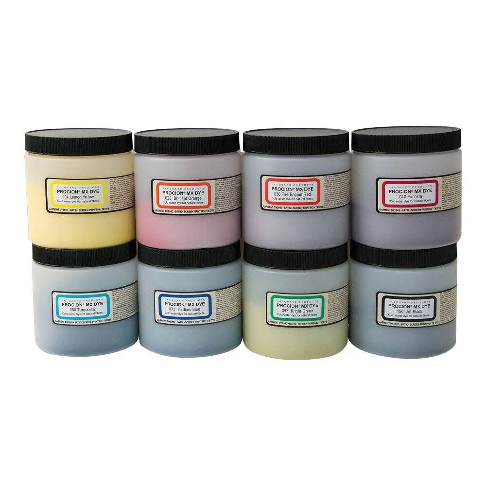 Jacquard Procion MX 8 Color Set - Cold Water & Fiber Reactive Procion MX Dye -The Most Vivid Dye for Cellulose Fibers.