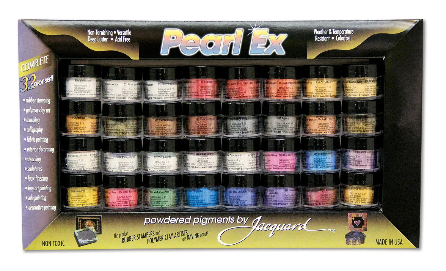 Jacquard Pearl Ex 32-Color Set – Metallic & Pearlescent Pigments