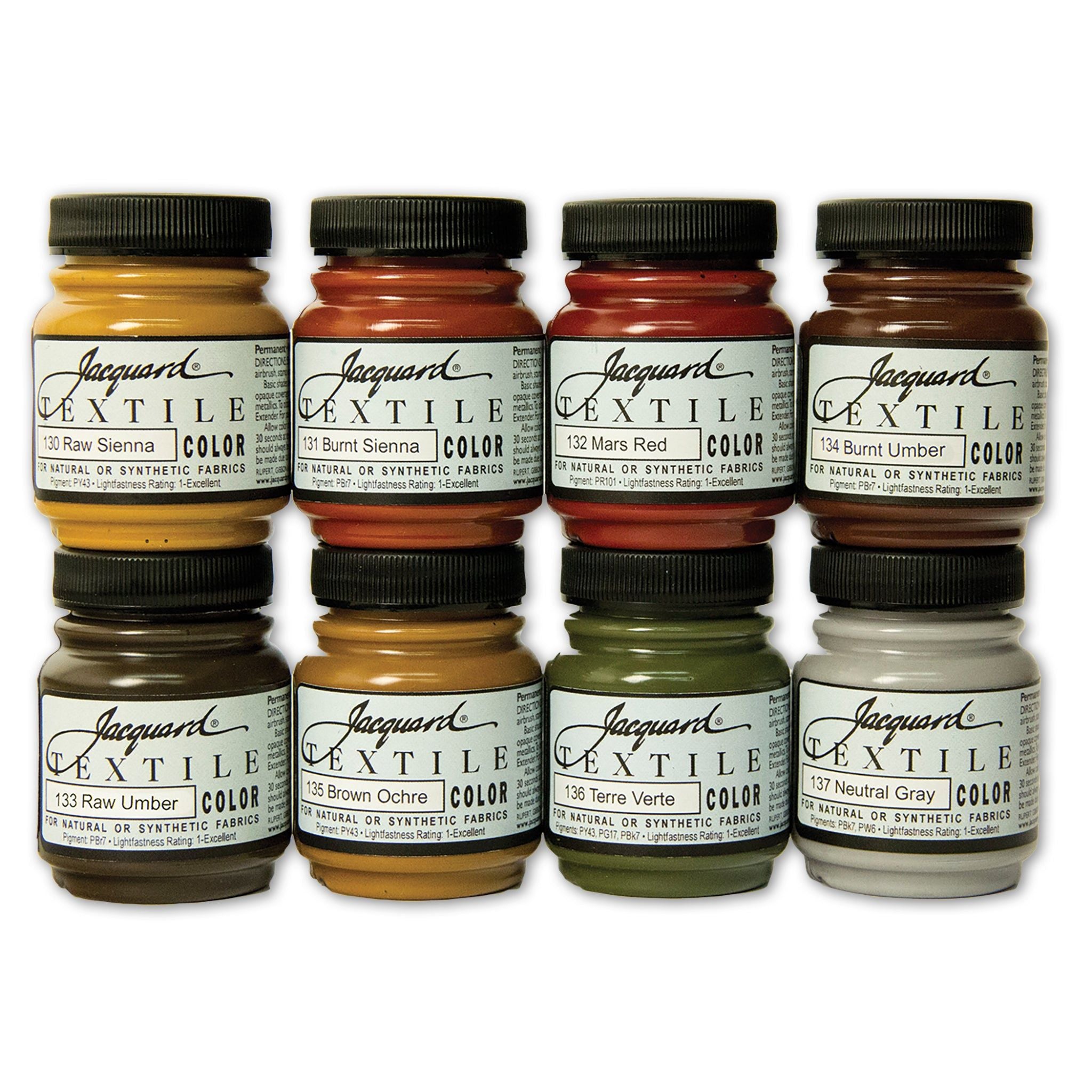 Jacquard Textile Earth Color 8-Color Set – Premium Fabric & Surface Paint Kit (66.54 Ml Jars)