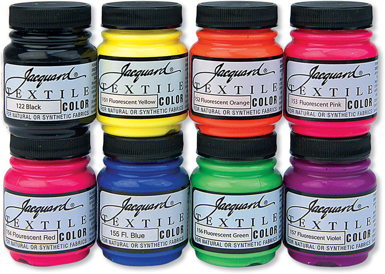 Jacquard Fluorescent Earth Color Set – 8 Fabric Paints (2.25 oz)