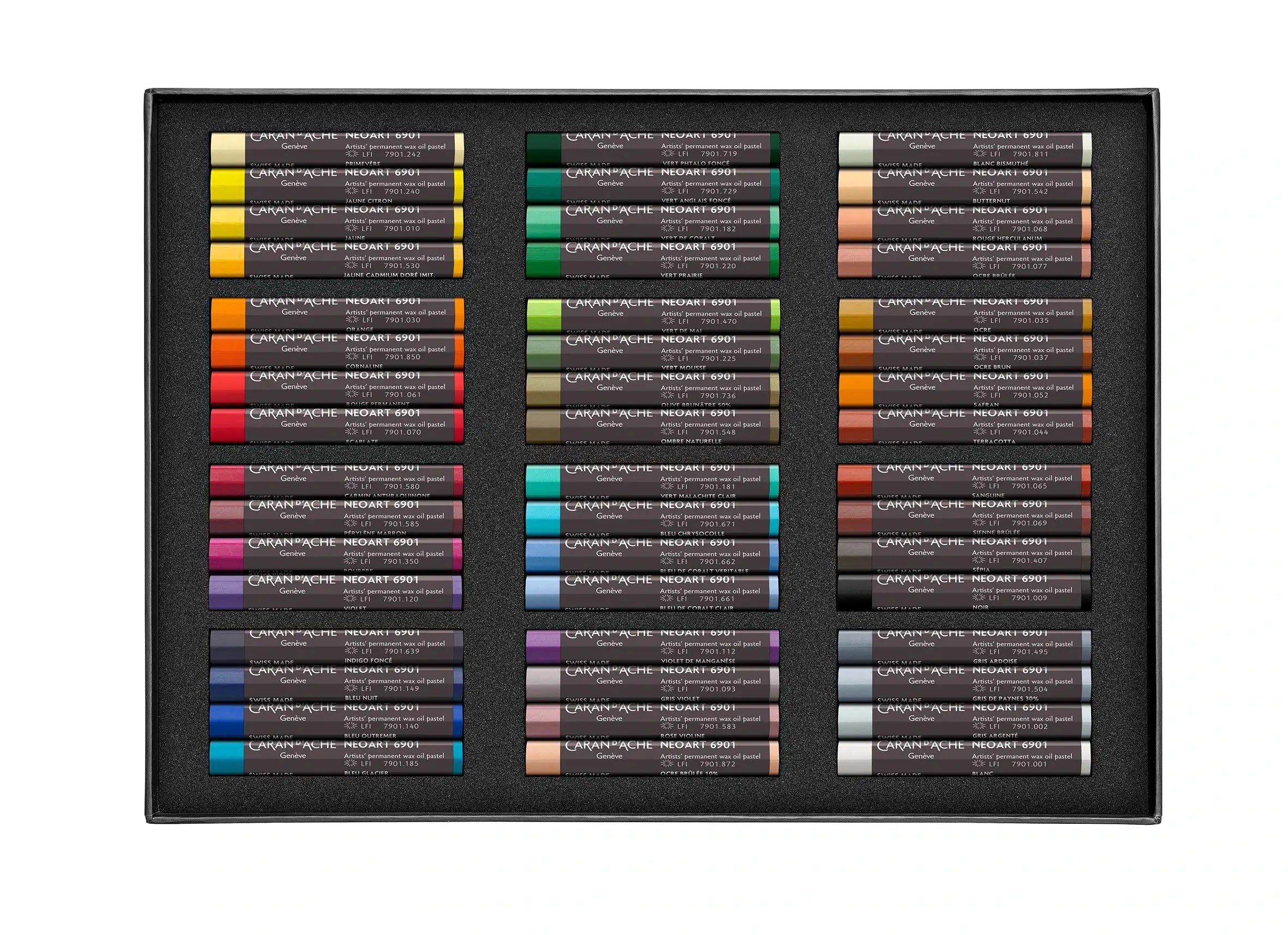 Caran D'Ache 6901 Professional Wax & Oil Pastels – 48 Vibrant Colors, 100-Year Lightfast, ASTM D-6901 Certified