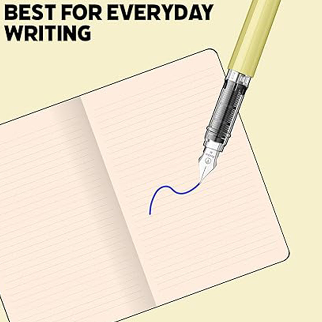 Scrikss Primeo Medium Nib Fountain Pen | 3 Cartridges Included | Stainless Steel Nib & ABS Body | Kiwi Green | in Blister Pack Scrikss