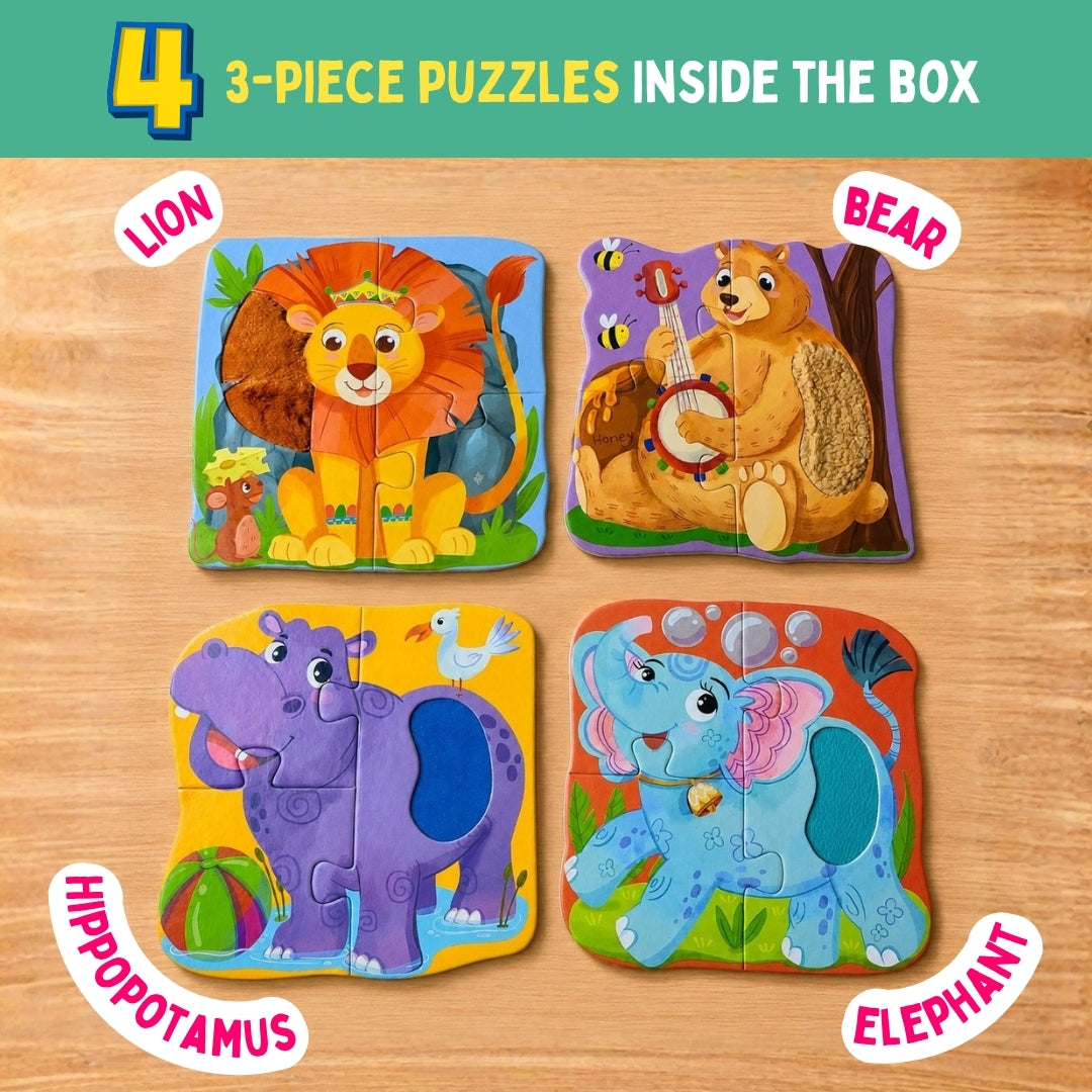 PepPlay My First Touch & Feel Puzzles - Wild Animals | Sensory Learning for Toddlers | 1+ Years