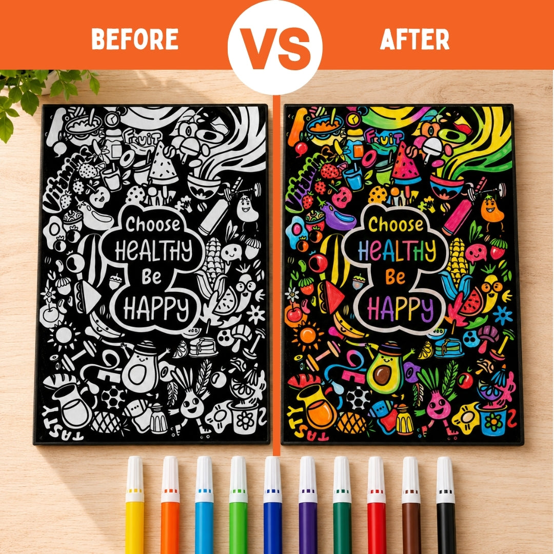 PepPlay Velvet Colouring Canvas, Set of 2 – Wellness Series Mindful Yoga & Healthy Be Happy - Wellness Combo