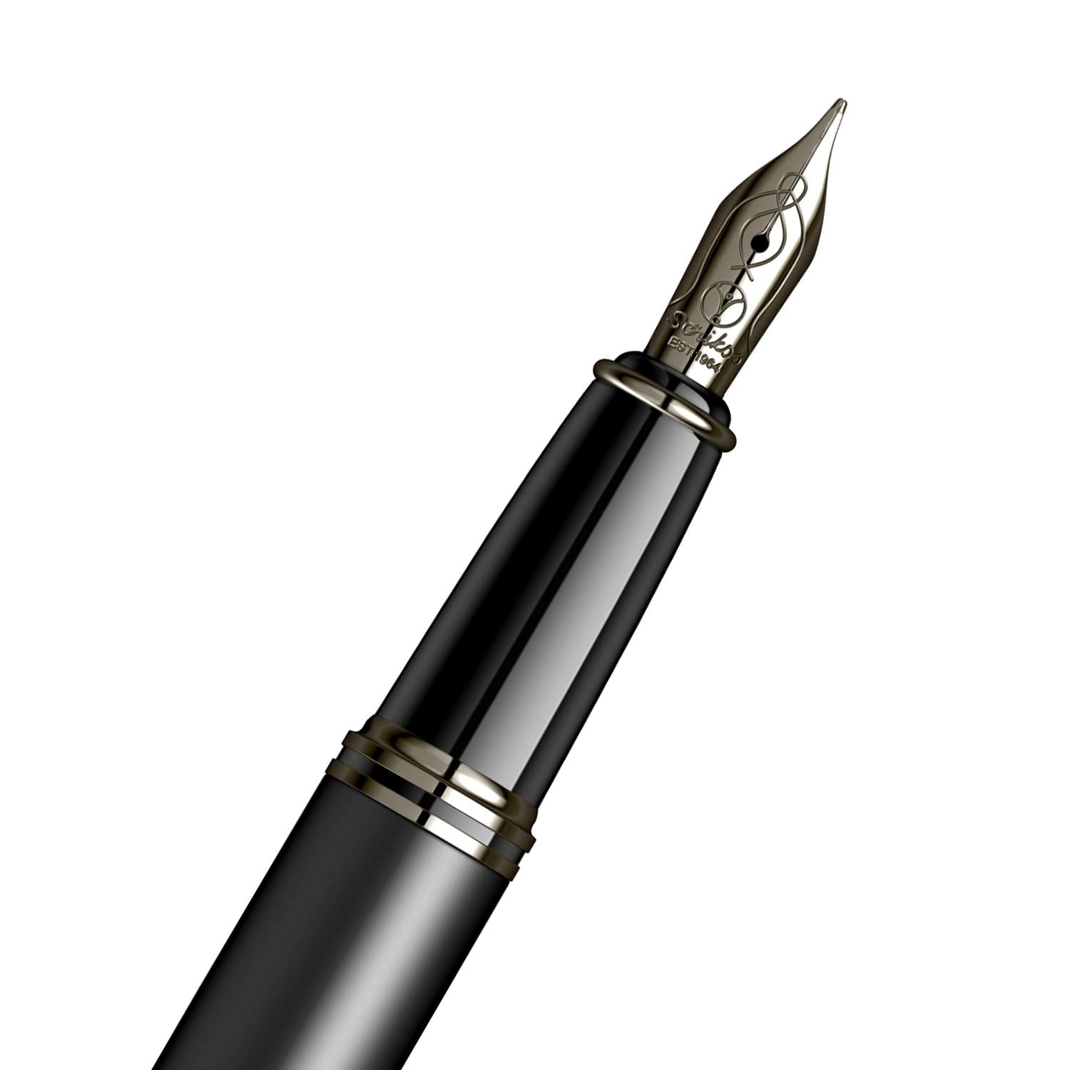 Scrikss | Knight 88 | Matte Black | Fountain Pen | Medium Nib With Iridium Point | Titanium Trim Scrikss