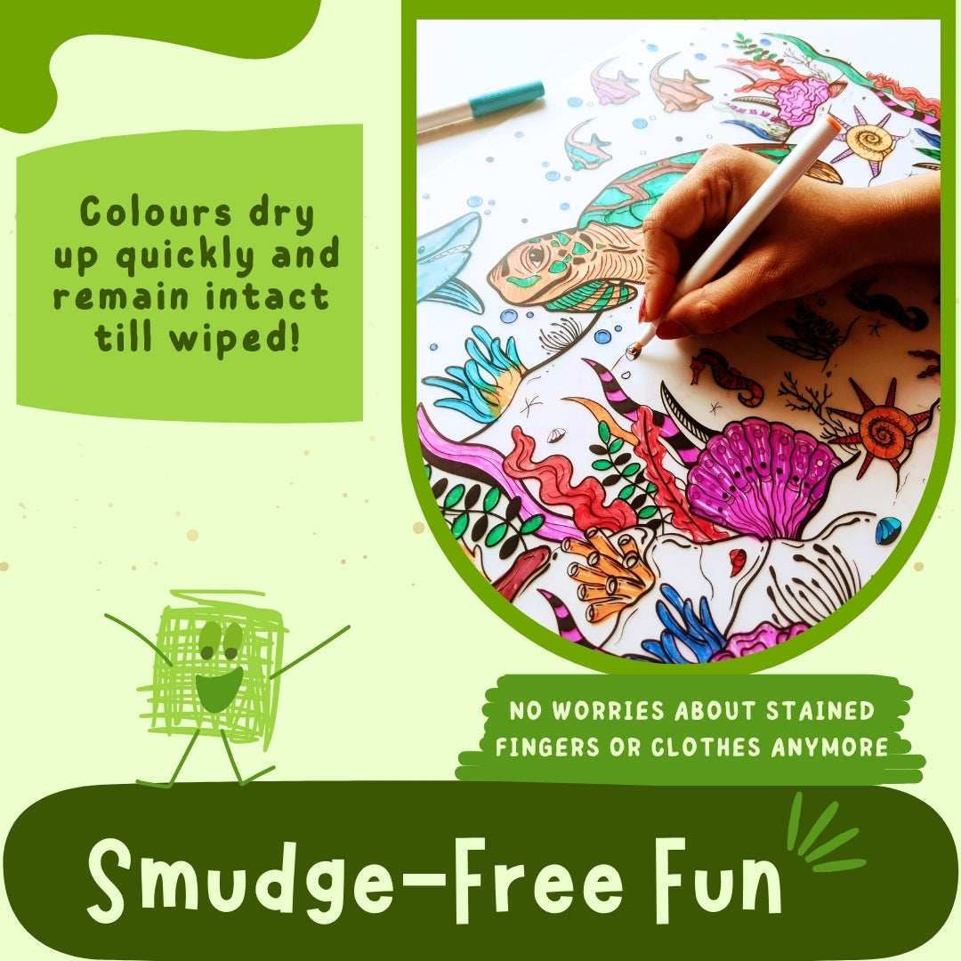 Coloured reusable mat with hand smudge test – quick dry colours that remain intact during play – PepPlay India
