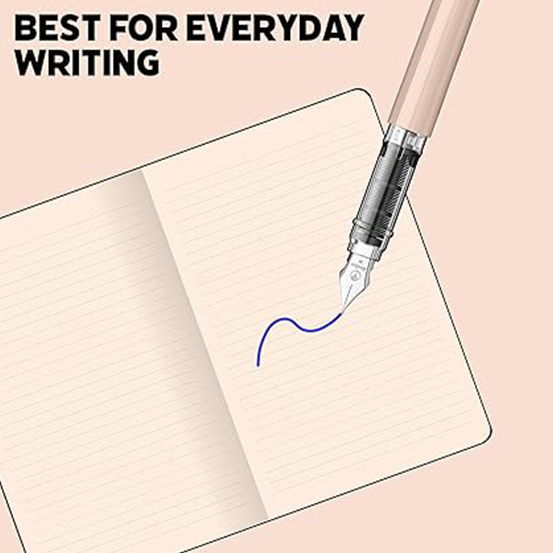 Scrikss Primeo Medium Nib Fountain Pen | 3 Cartridges Included | Stainless Steel Nib & ABS Body | Latte Pastel Brown| in Blister Pack Scrikss