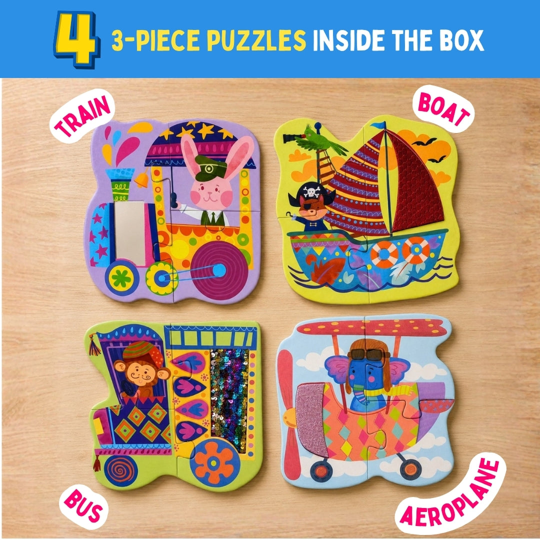 PepPlay My First Touch & Feel Puzzles - Colourful Vehicles | Sensory Learning for Toddlers | 1+ Years