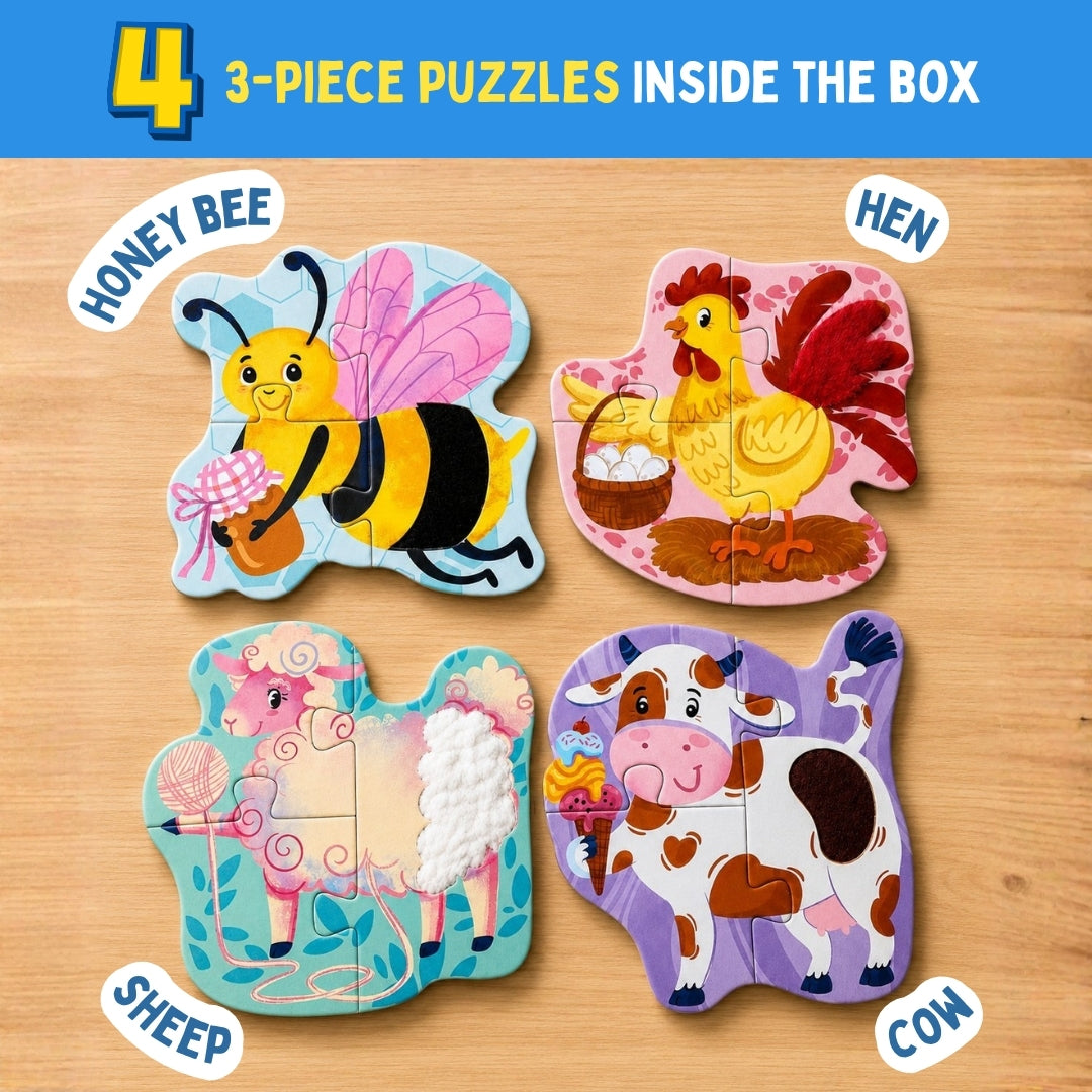 PepPlay My First Touch & Feel Puzzles - Farm Animals | Sensory Learning for Toddlers | 1+ Years