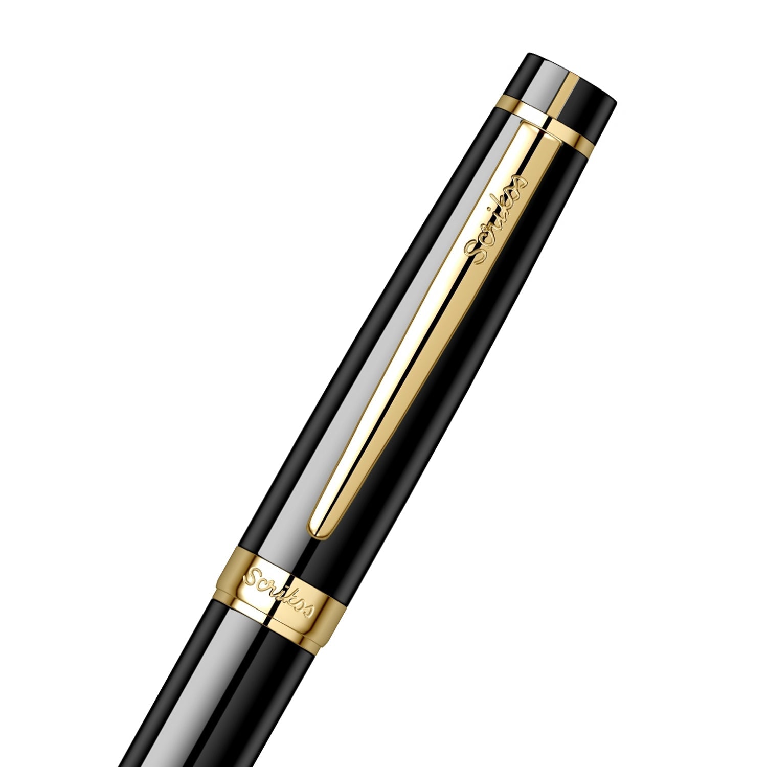 Scrikss | Honour 38 | Fountain Pen | Glossy Black | Medium Nib | 23k Gold Plated Scrikss