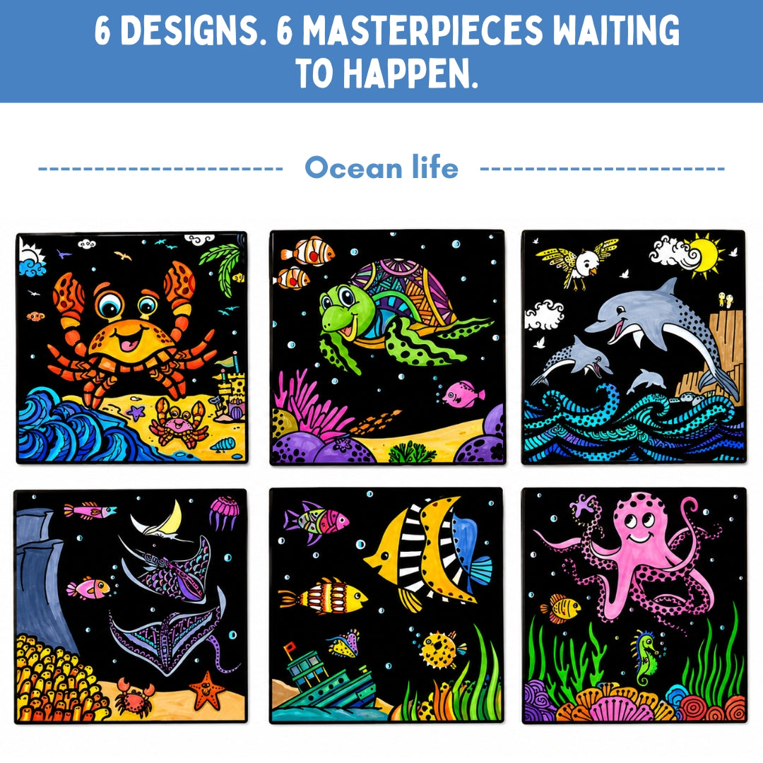 PepPlay Colour in Velvet - Ocean Life | Mess-Free Colouring Fun | 3+ Years