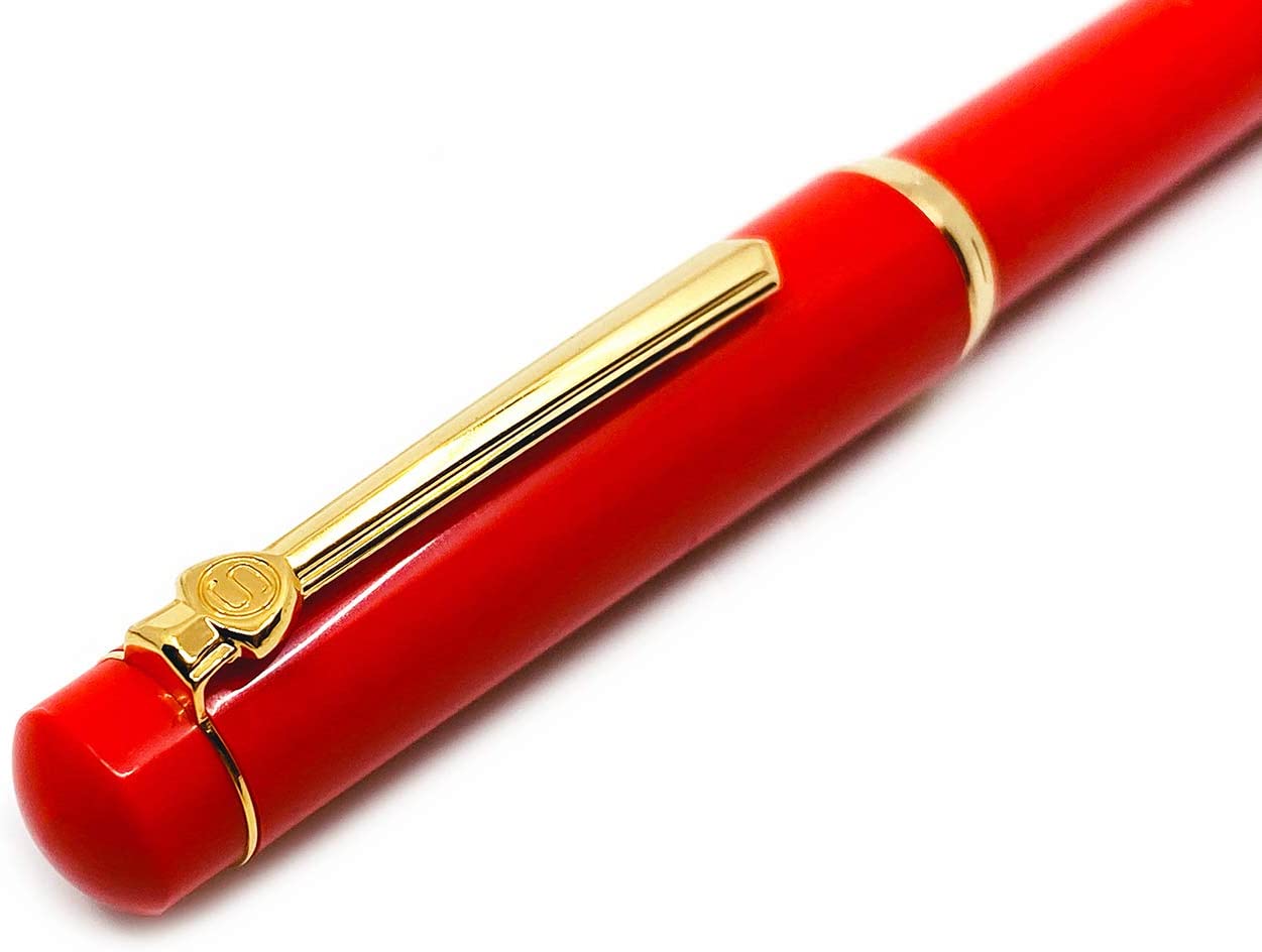 Scrikss | 419 Legendary | Fountain Ink Pen | Medium Nib |Gold Plated | Glossy Red Barrel Scrikss