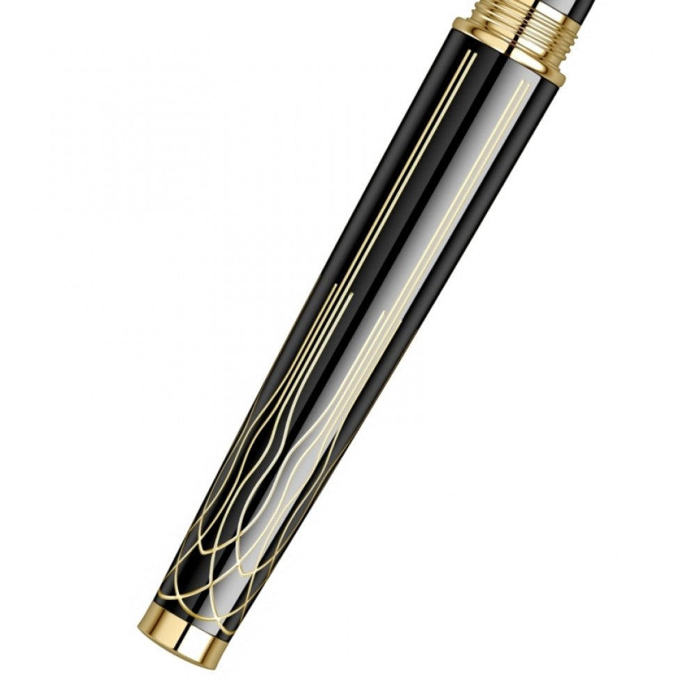 Scrikss | Heritage | Glossy Black | Roller ball Pen | 23k Gold Plated | 1.0mm Scrikss
