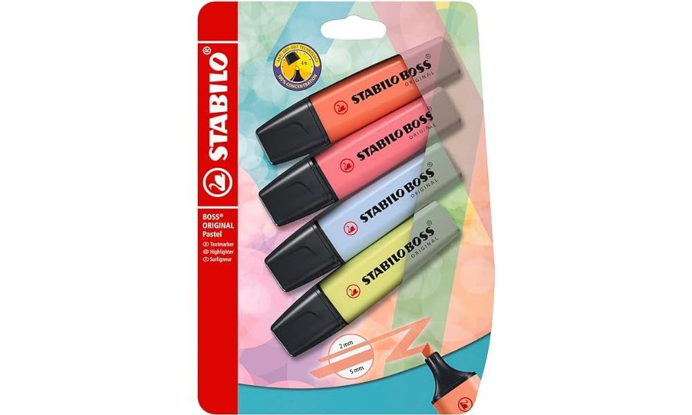 Stabilo Boss Highlighter Pastel-Pack Of 4 Blst(Mell/Cbp/C Blu/Lime) Stabilo