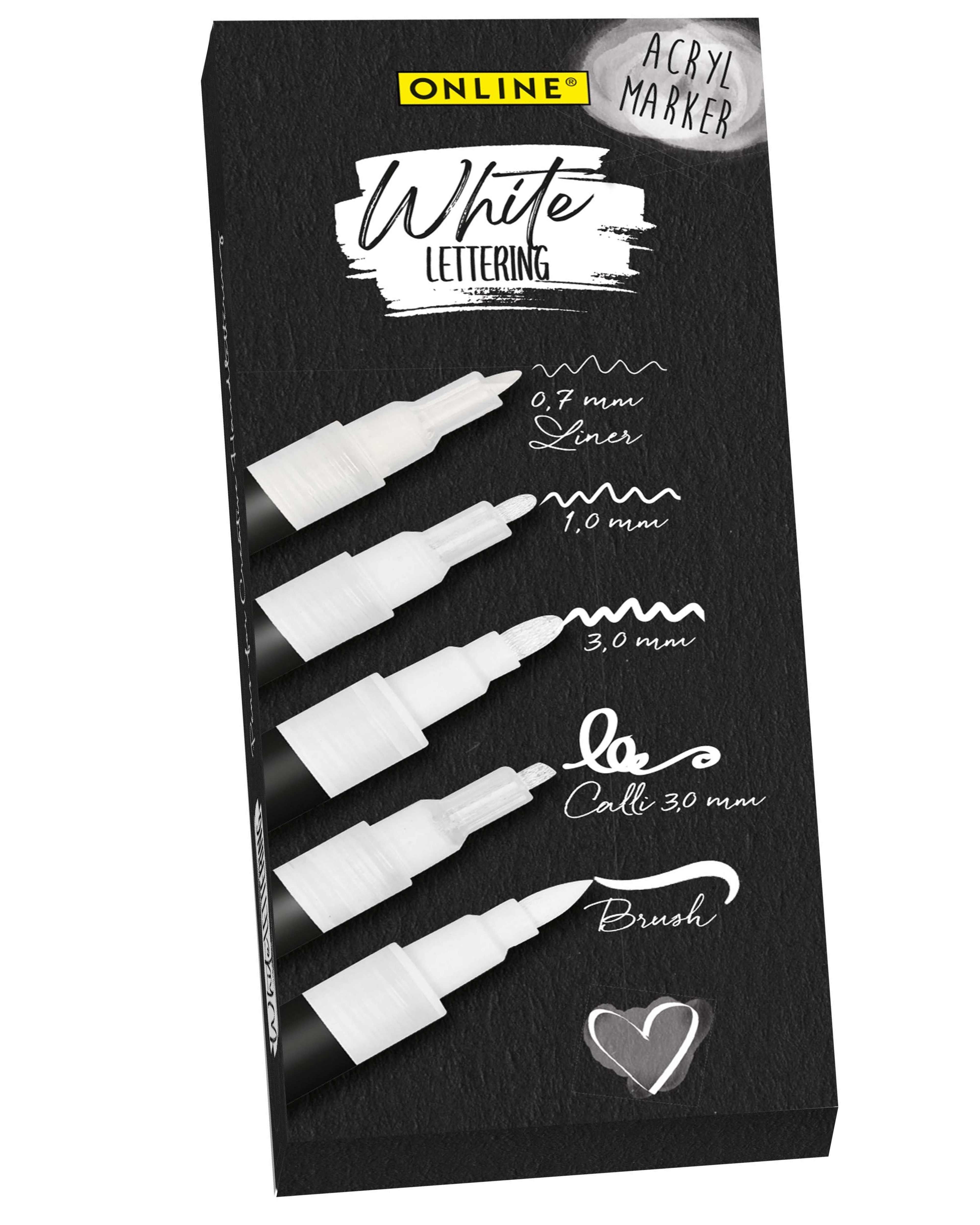Online White Lettering Set – Opaque Markers for Calligraphy & Crafts