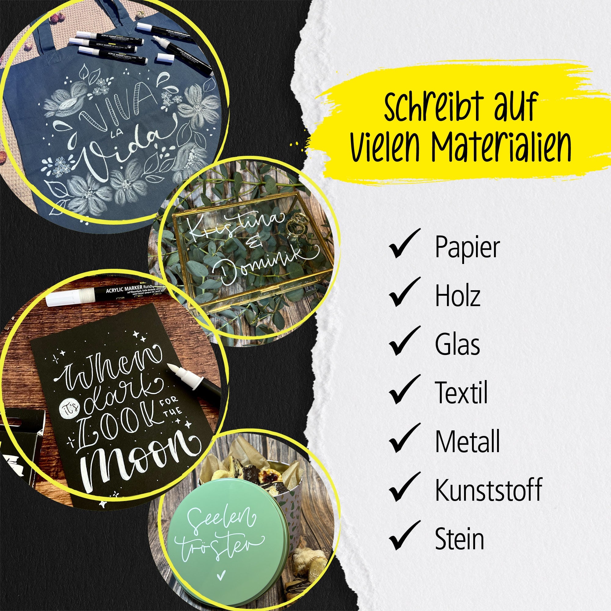 Online White Lettering Set – Opaque Markers for Calligraphy & Crafts