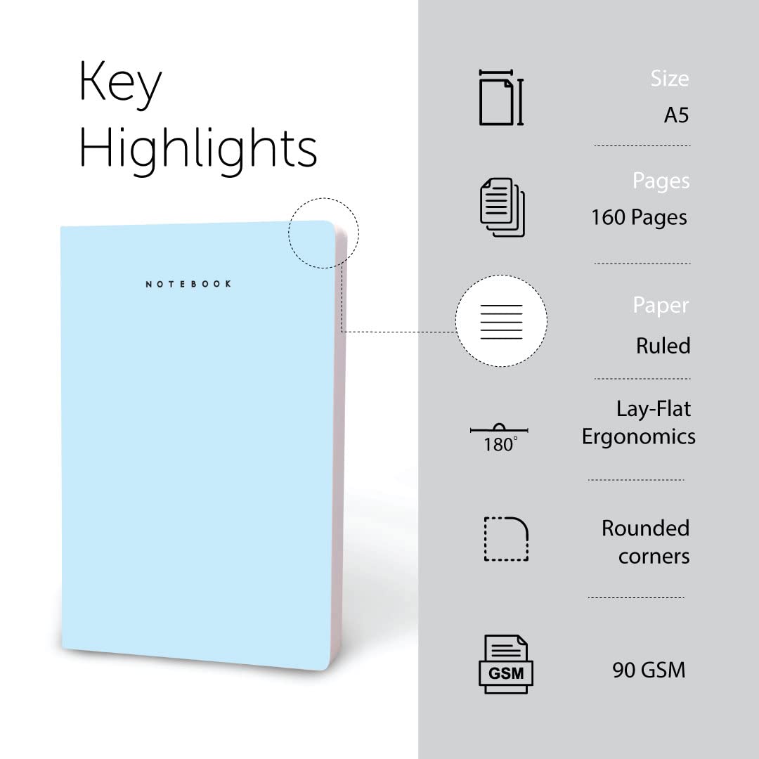 Factor Notes A5 Notebook - Ruled 160 Pages 90 GSM (Choose Colour)