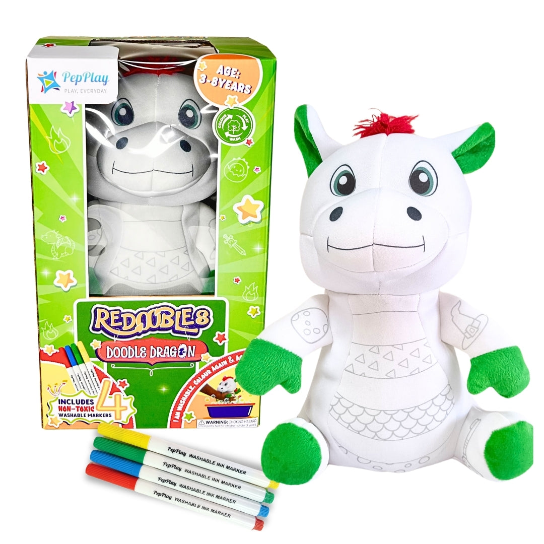PepPlay Redoobles Doodle Dragon | Wash, Colour & Reuse Fun | 3+ Years