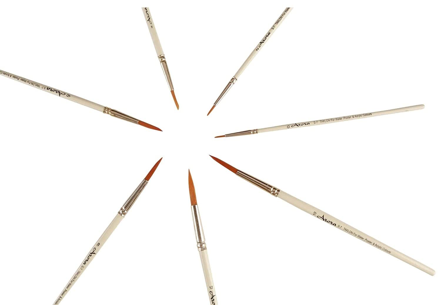 Arora Round Synthetic Hair Brush Set Of 7 (Wood)