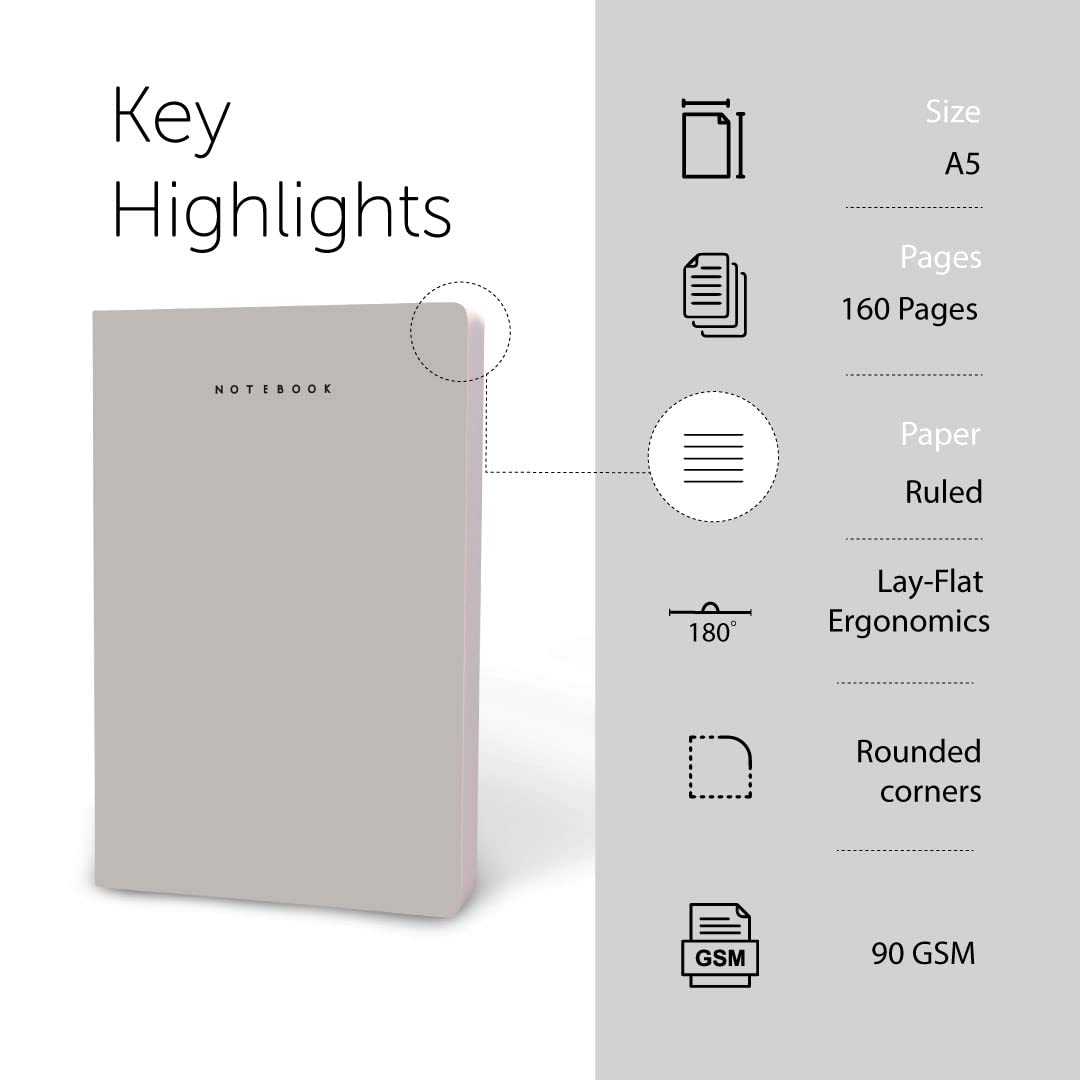 Factor Notes A5 Notebook - Ruled 160 Pages 90 GSM (Choose Colour)