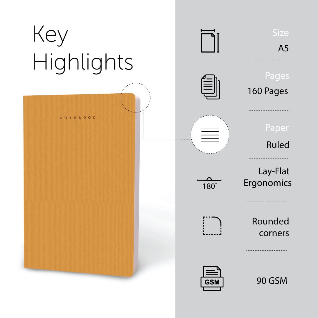 Factor Notes A5 Notebook - Ruled 160 Pages 90 GSM (Choose Colour)
