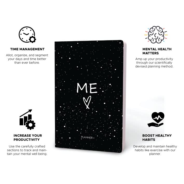 Factor Notes Undated 12-Month Planner - Black (ME) | Goal Setting & Habit Tracker Factor Notes