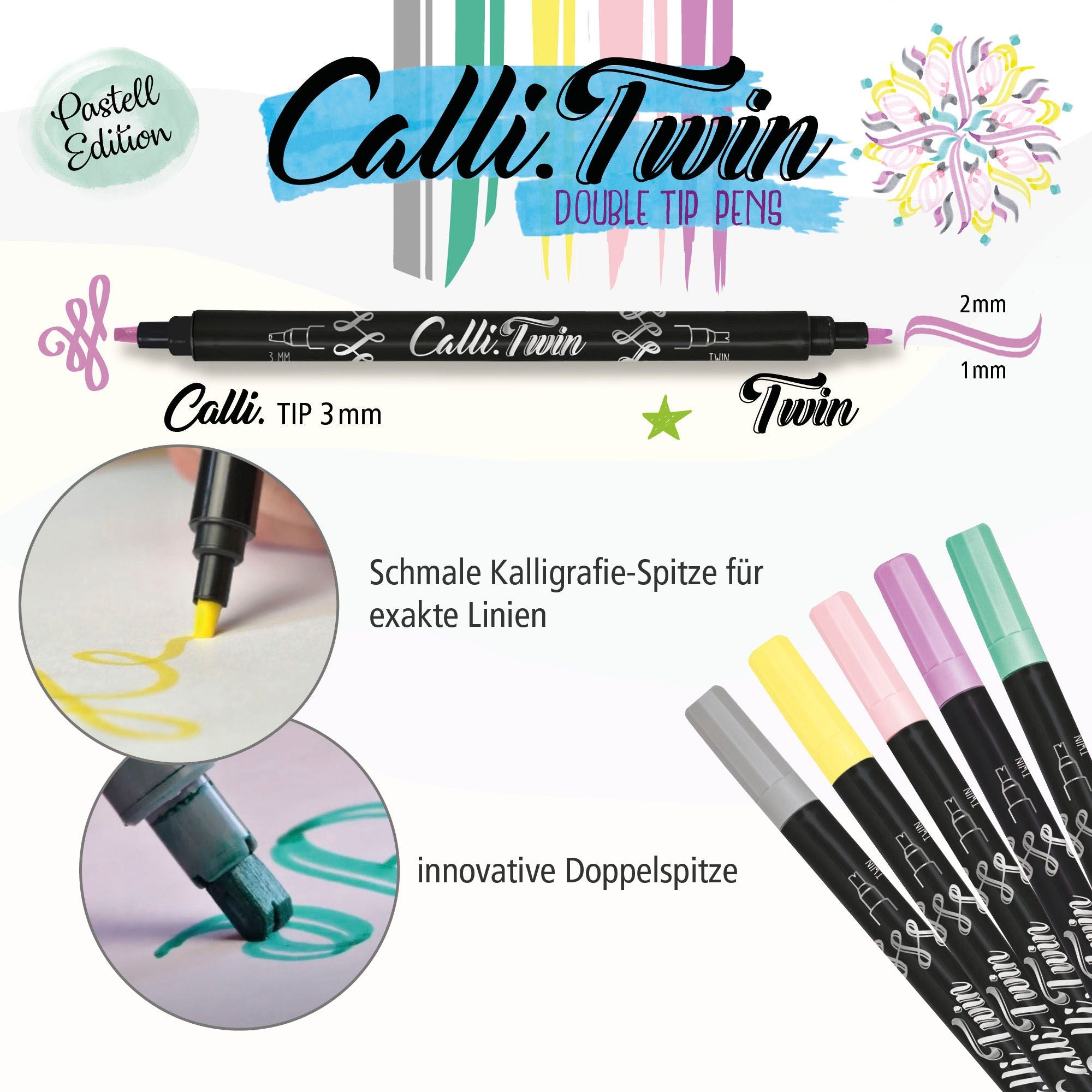 Online Calligraphy Twin Double Tip Pens – Pastel Edition (Set of 5)