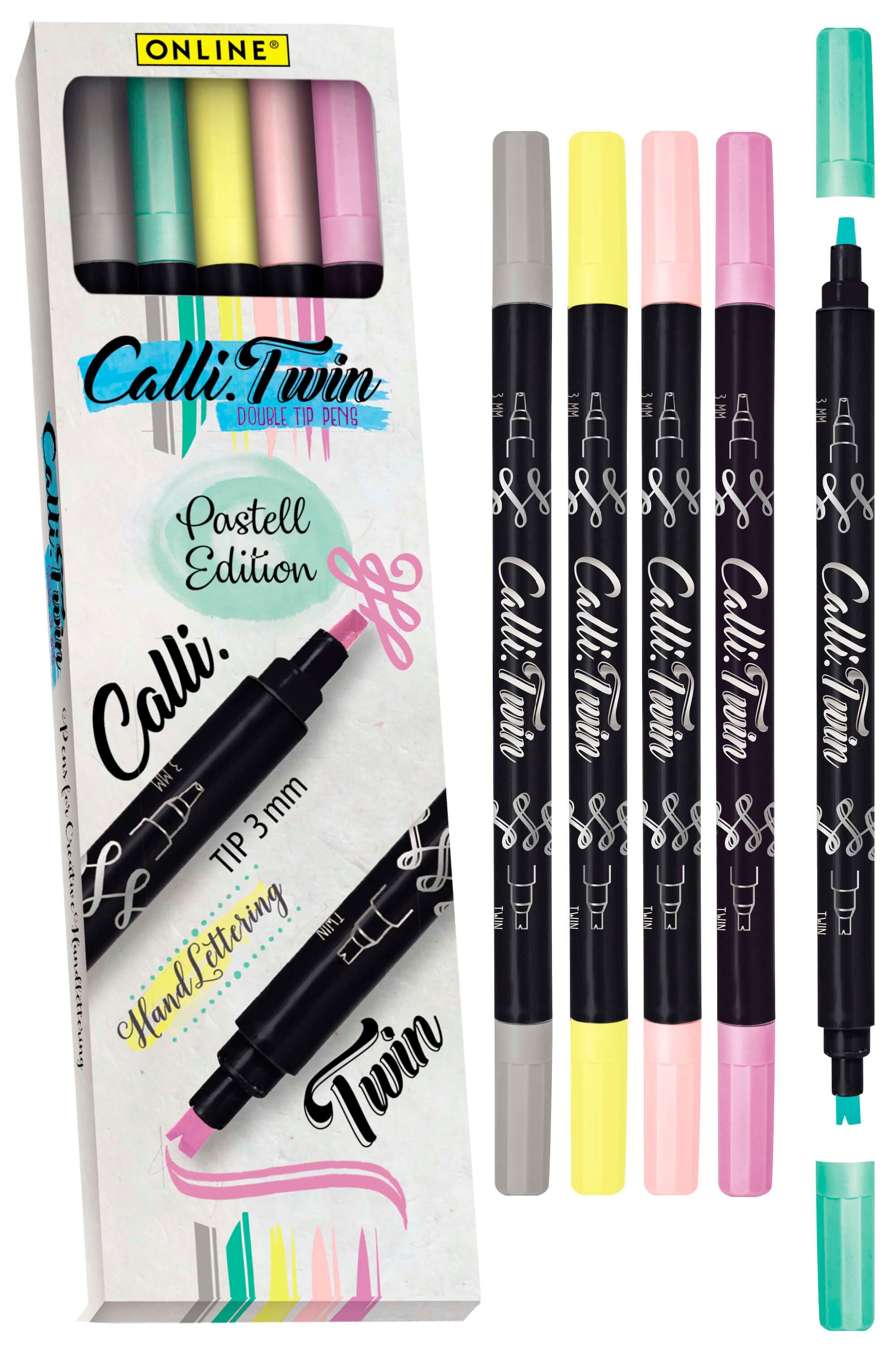 Online Calligraphy Twin Double Tip Pens – Pastel Edition (Set of 5)