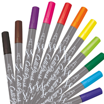 Online Calligraphy Brush Double Tip Pens – 11-Colour Set (Calligraphy + Brush)