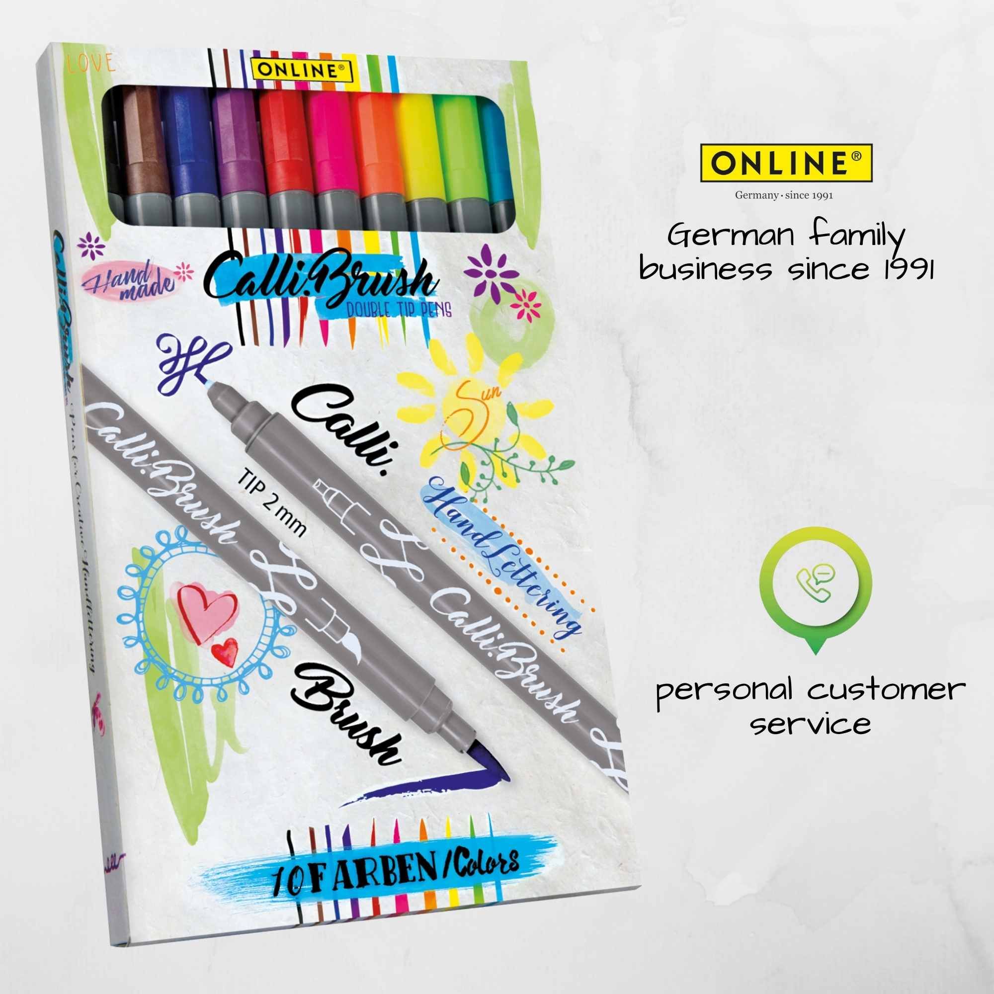 Online 19051 Calligraphy Brush Set – 10 Hand Lettering Brush Pens (Double Tip)