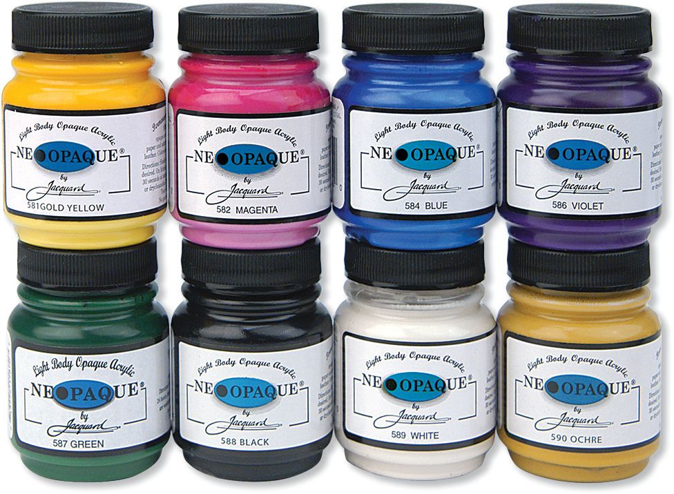Jacquard Neopaque 8-Color Set – Super-Opaque Acrylics for Dark Fabrics (8×66.54 Ml)