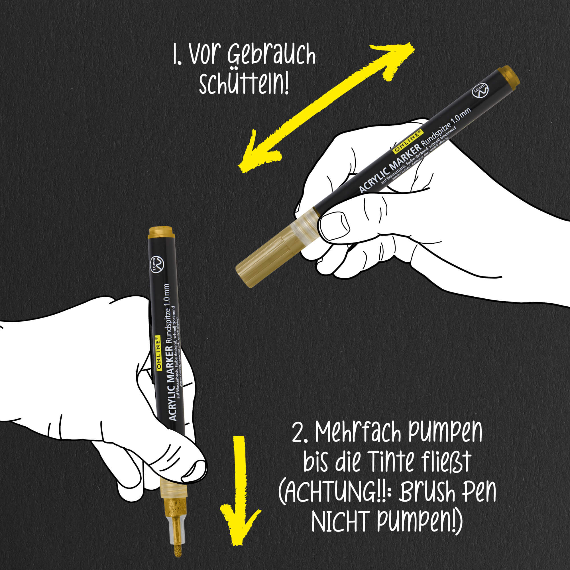 “Metallic Gold Brush Lettering Pen Set by ONLINE Germany”