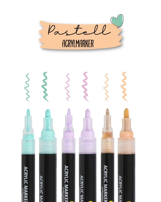 Pastel Lettering Set – 6-Piece Acrylic & Fineliner Marker Kit