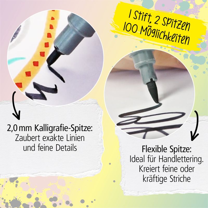Online Calli.Brush Pens – Pastel Edition | Double Tip Calligraphy & Brush Pens 5 Colours Set