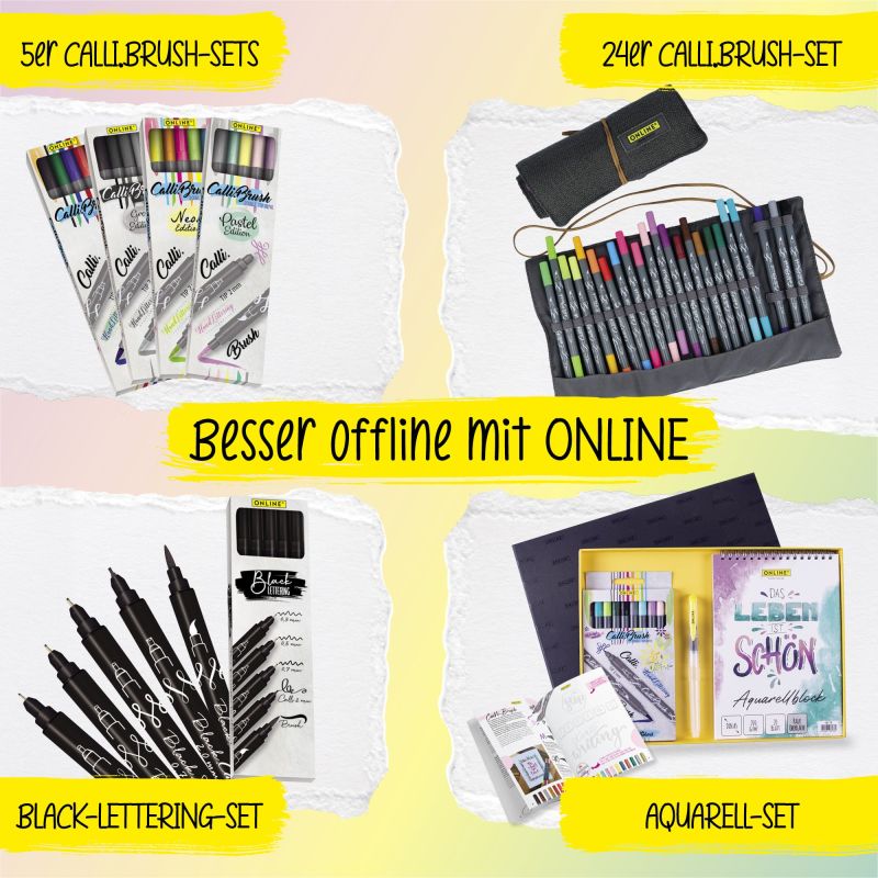 Online Calli.Brush Pens – Pastel Edition | Double Tip Calligraphy & Brush Pens 5 Colours Set