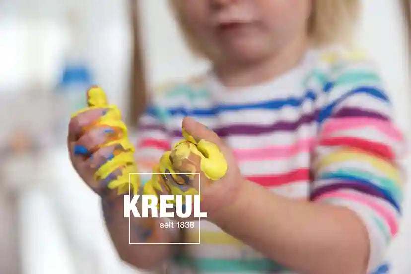 MUCKI washable finger paints in yellow, red, blue and green