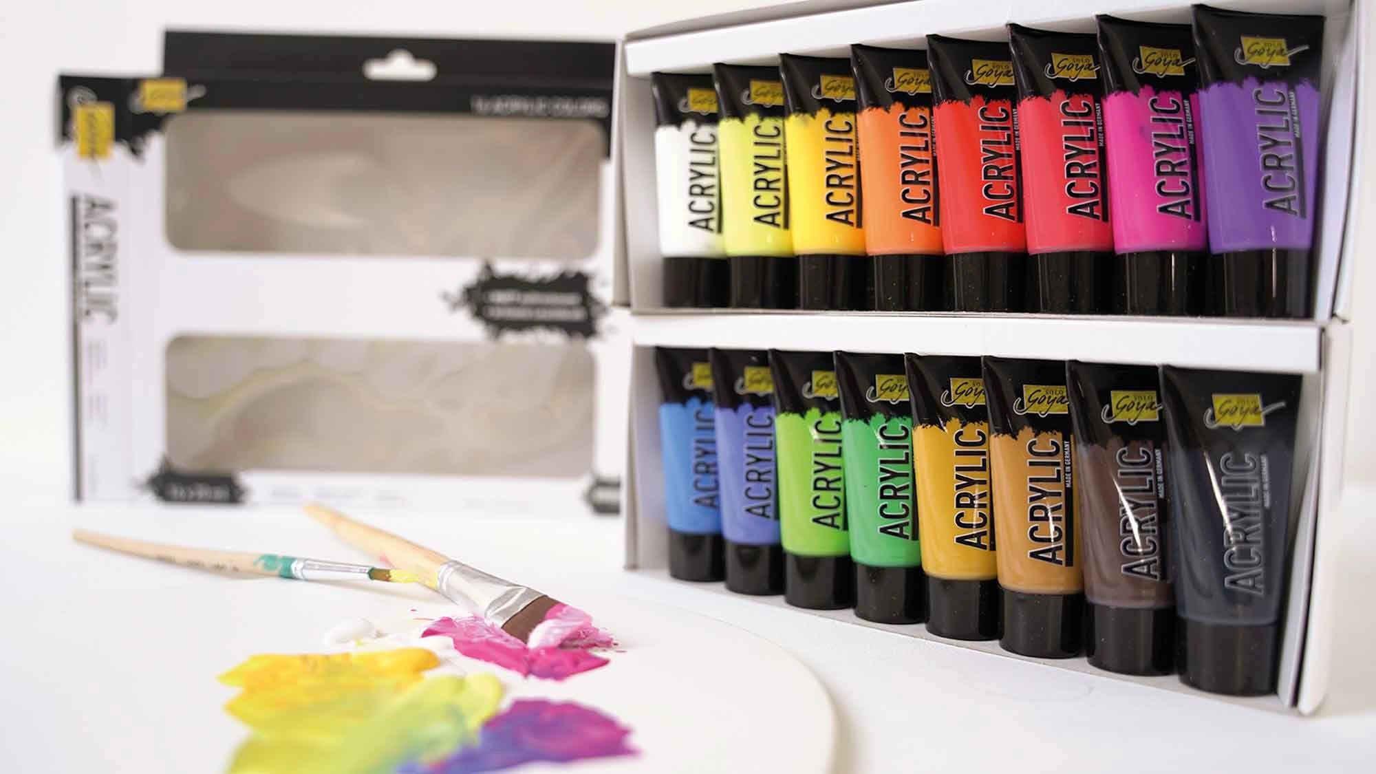 Artist acrylic paint starter set 16 colours water based