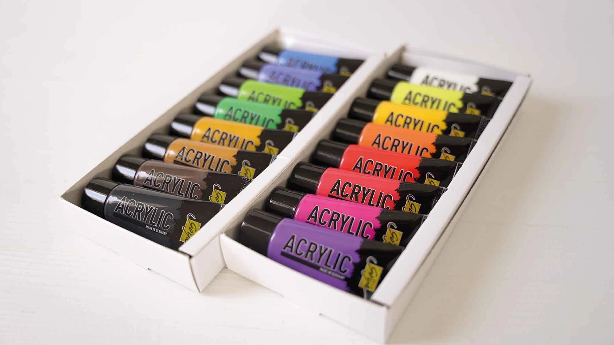 Artist acrylic paint starter set 16 colours water based