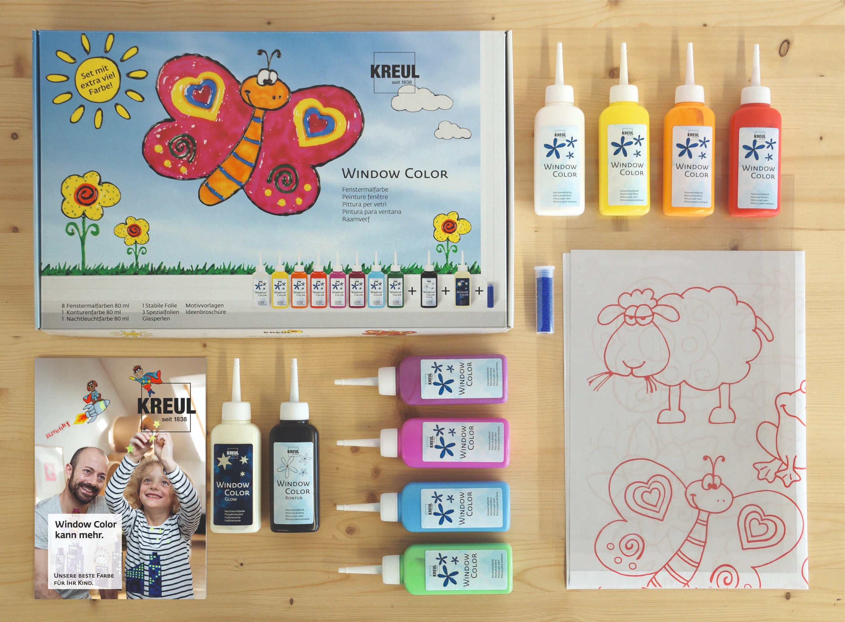 KREUL Window Color set with extra paint, bottles, foils and templates