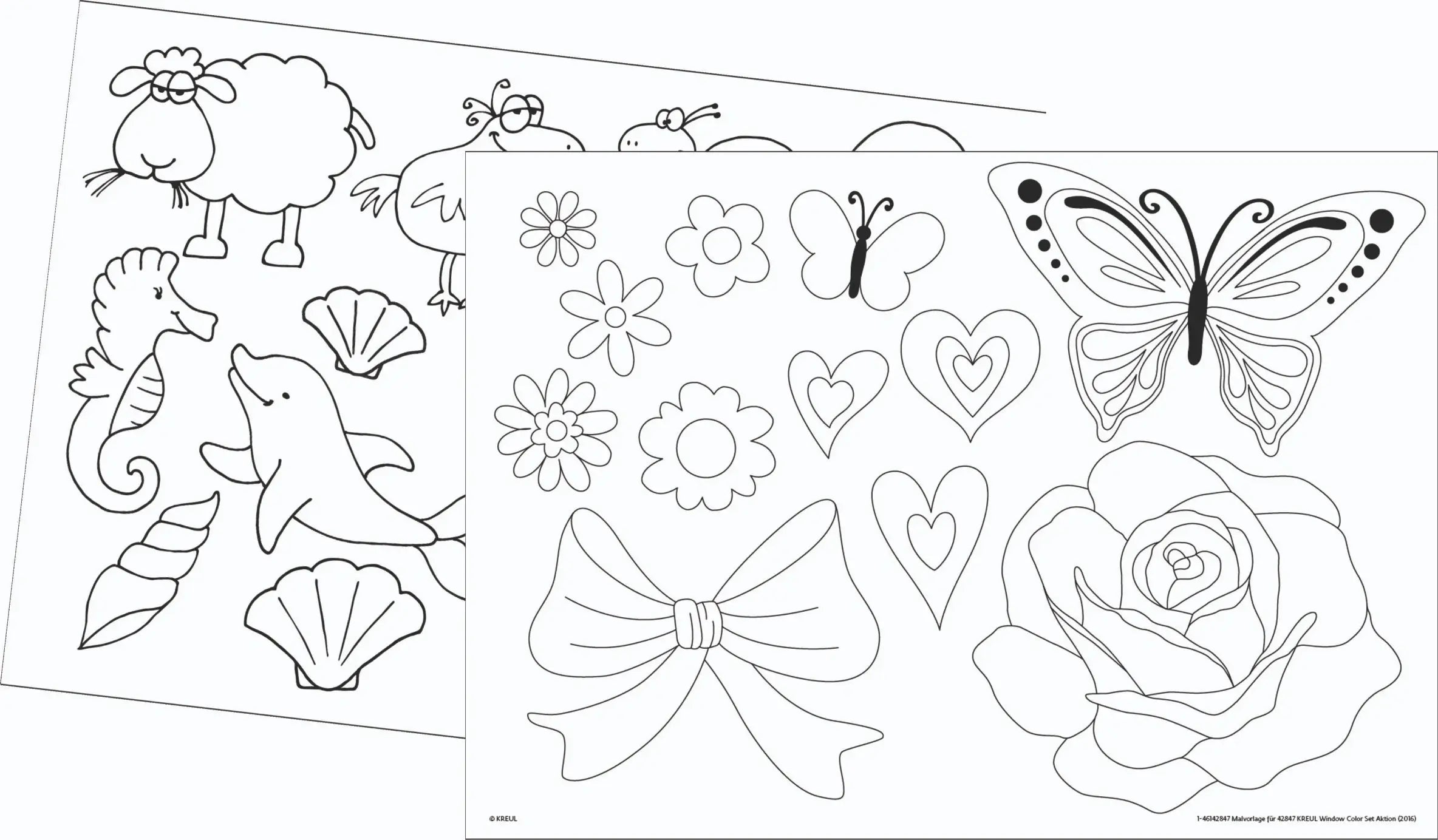 KREUL Window Color Promotion Set with 5 paints, contour color and stencils
