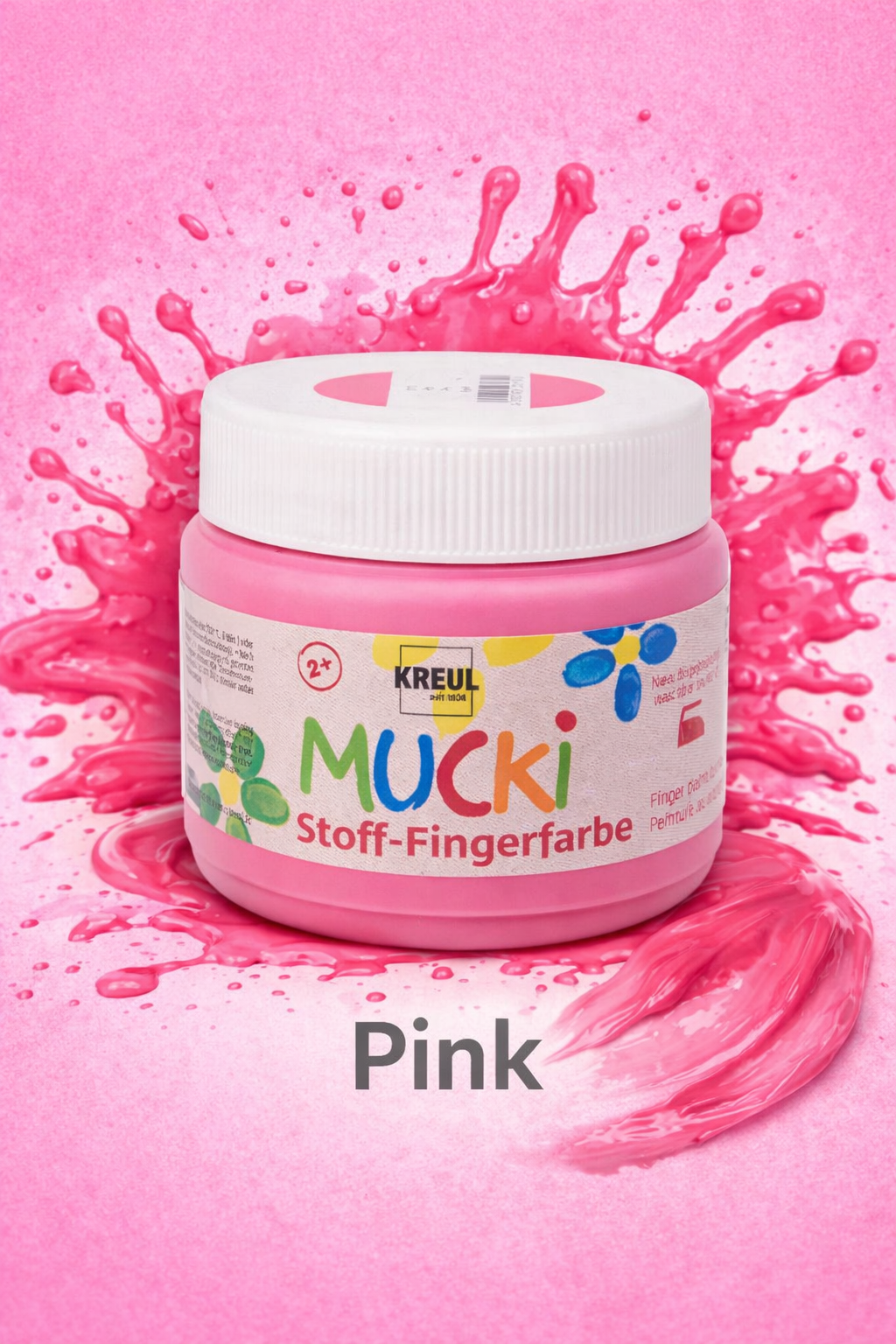 MUCKI Finger Paint Squeaky Pink 150 ml child-safe washable finger paint jar