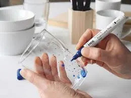 KREUL Glass & Porcelain Pen Clear set of 5 transparent glass and porcelain markers with medium and fine tips in yellow red bl