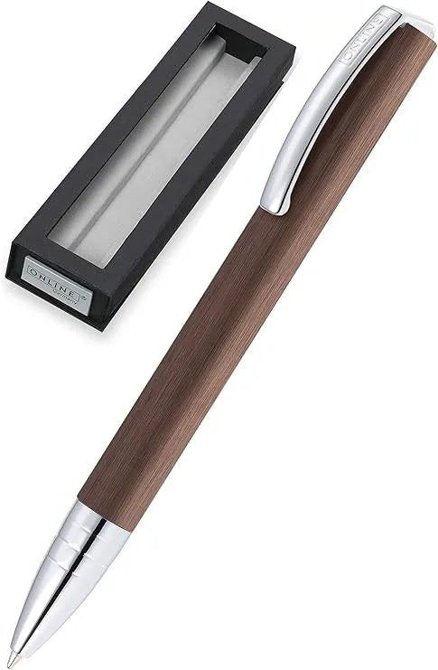ONLINE Vision Classic Cognac fountain pen with elegant brown metal body and chrome clip