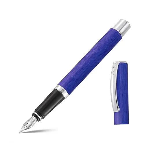 ONLINE Vision Style Blue fountain pen with modern blue metal body and stainless steel nib