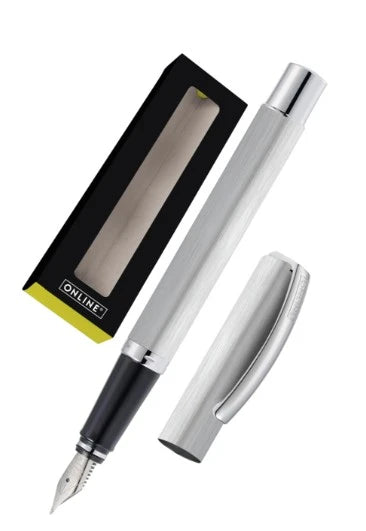 ONLINE Vision Classic Silver fountain pen with silver metal finish and ergonomic grip