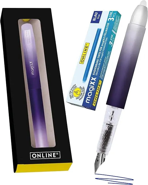 ONLINE MagiXX Fountain Pen Lavender colour with erasable blue ink cartridge