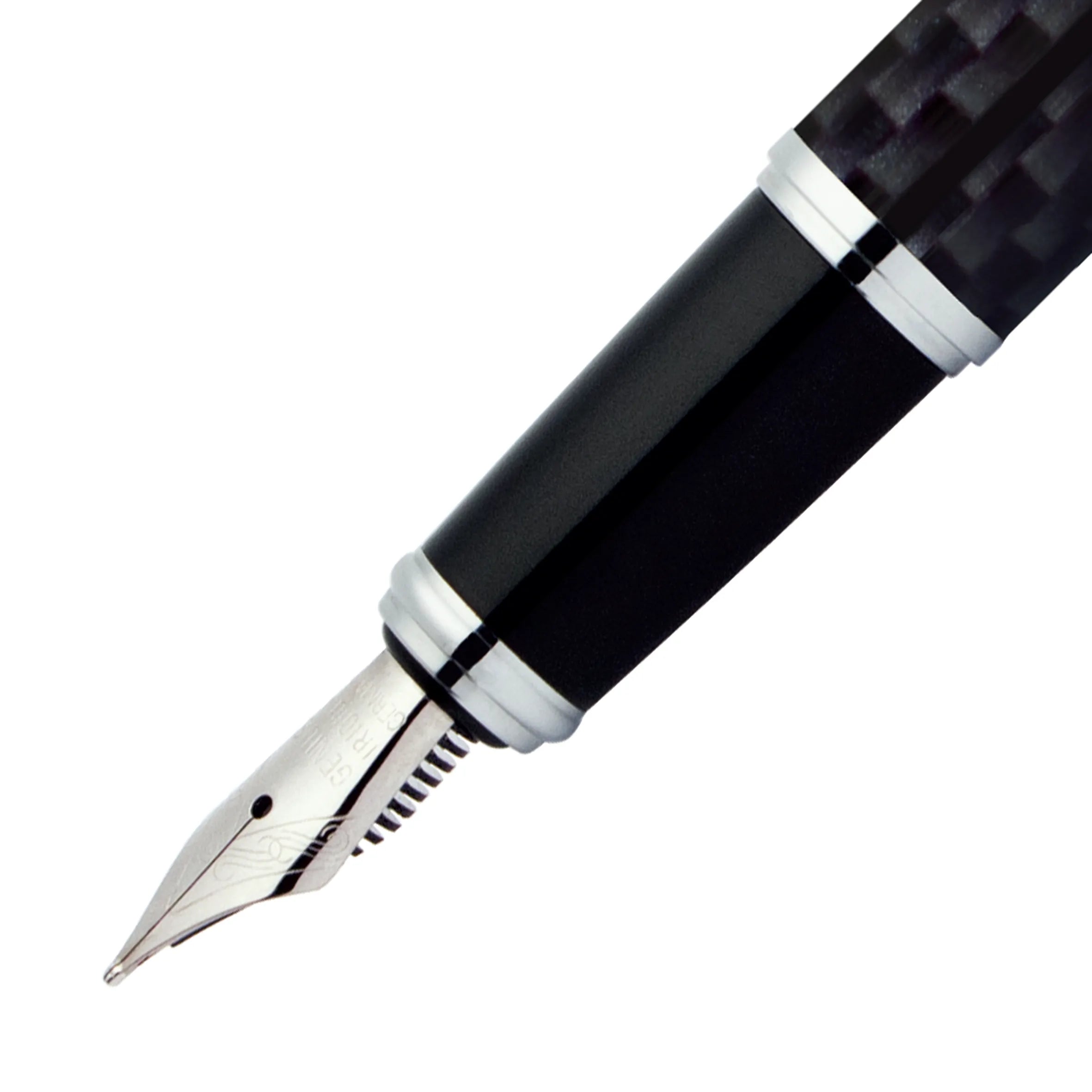Stainless steel nib fountain pen close-up view