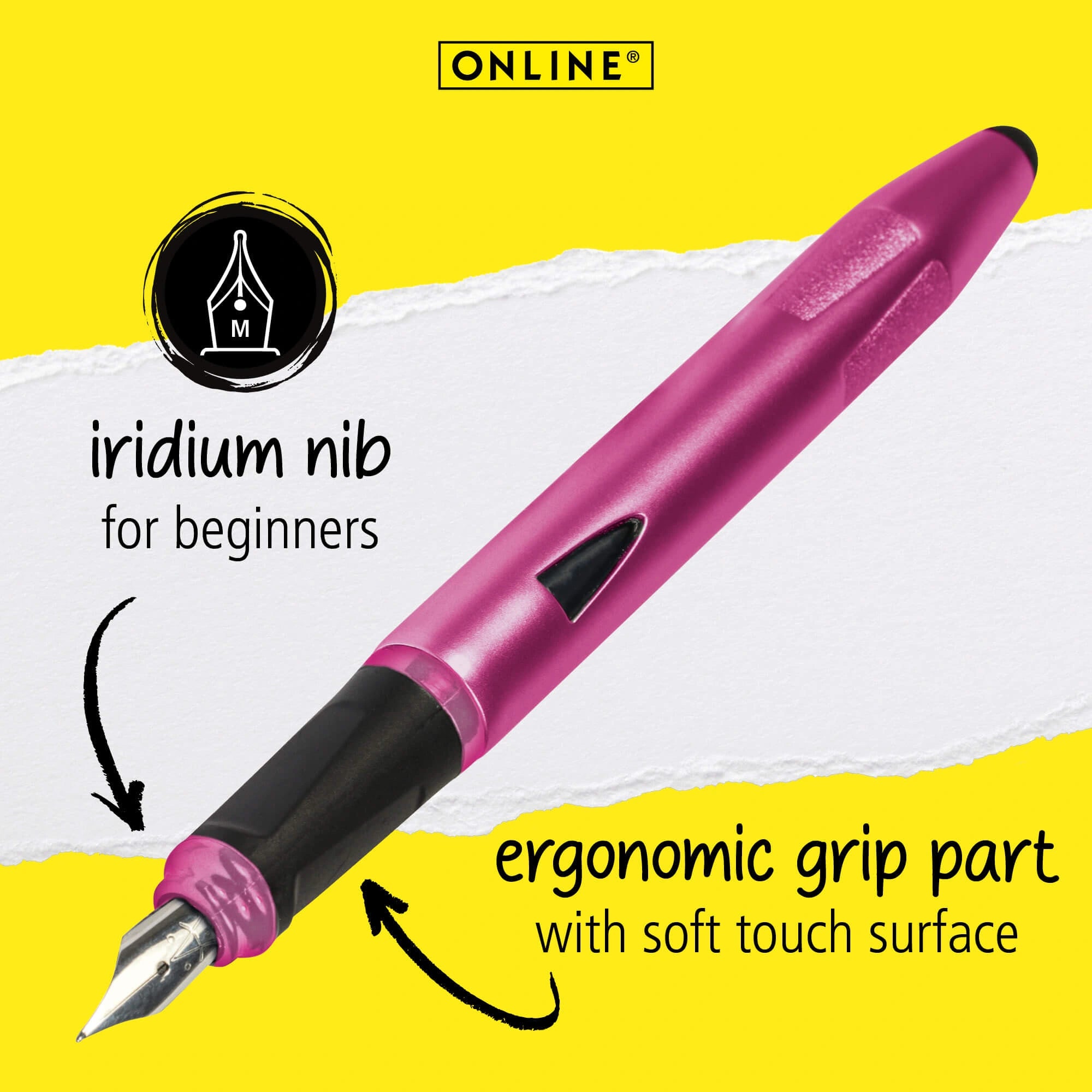 FP Switch fountain pen fine nib and ergonomic grip detail