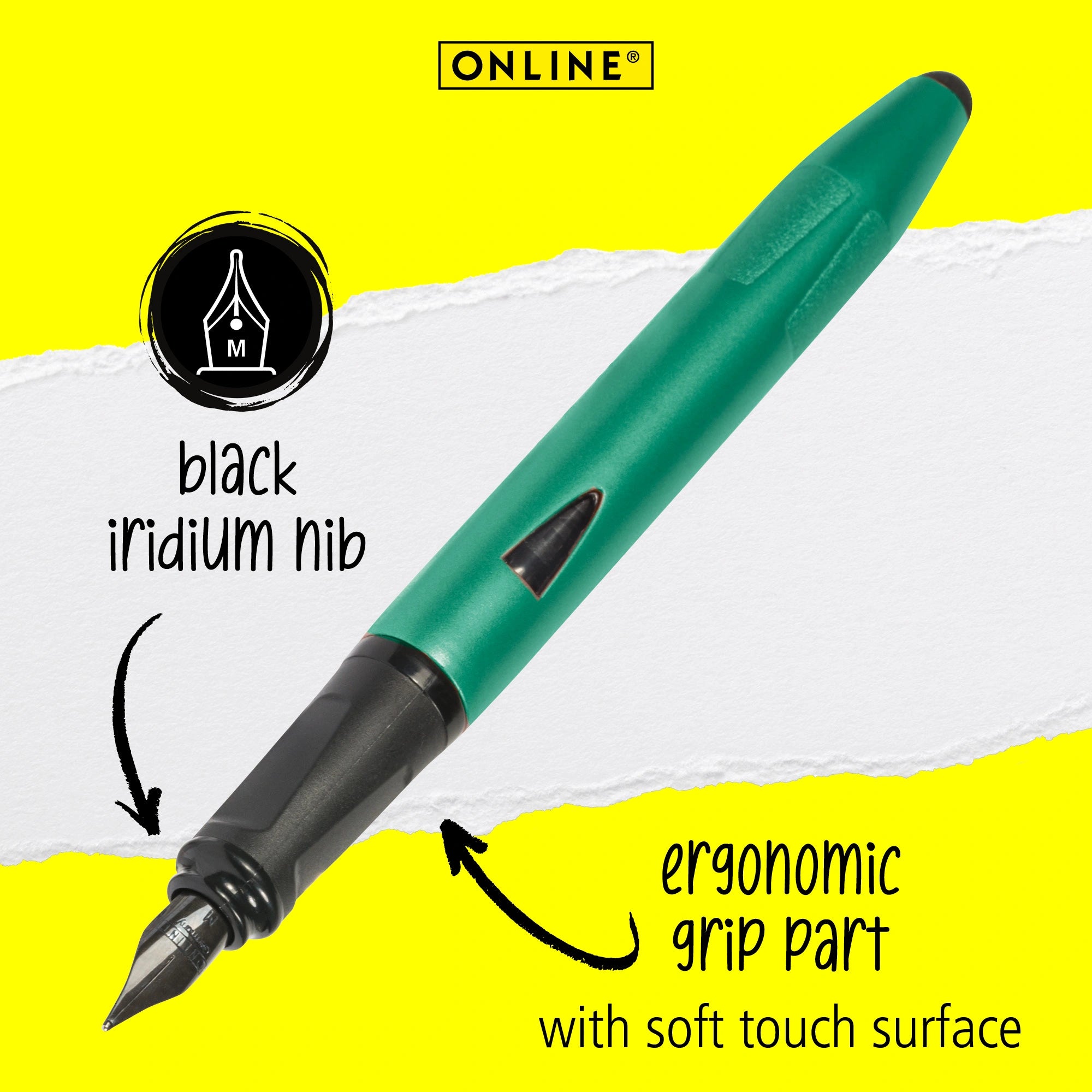 FP Switch Plus Green Ocean Fountain Pen with Cap – ergonomic grip